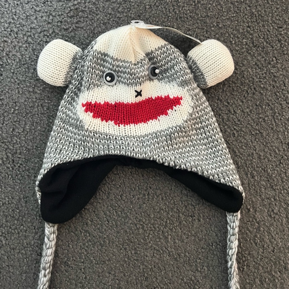 NWT sock monkey knit hat